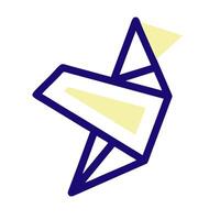 A blue and yellow geometric shape with a triangle on it vector