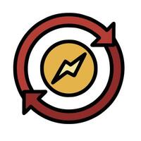 A circle with a yellow arrow pointing to the right vector