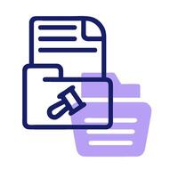 A file folder with a paper document and a pen vector