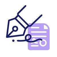 A pen writing on a document with a pen vector