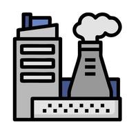 A factory with smoke stacks and a factory building vector