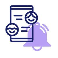 A phone and a bell icon with a smiley face vector