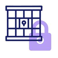 A prison cell with a lock and a key vector
