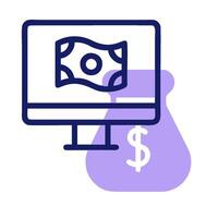Money bag icon on computer monitor vector