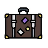 A suitcase with purple and gold coins on it vector