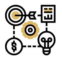 A business icon with a target, money and a clock vector