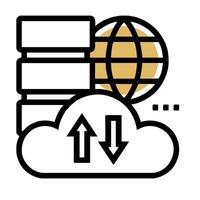 A cloud with a globe and two arrows vector