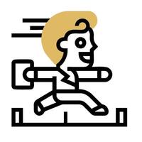 A cartoon man running with a hammer vector