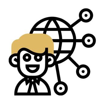 A man with a globe and a network icon vector