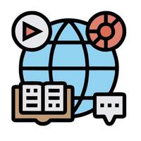 The icon for a website with a globe and other items vector