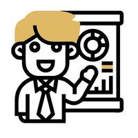 A man in a suit is pointing at a board vector