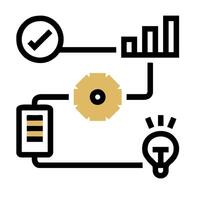 A diagram of a computer, a clock and a light bulb vector