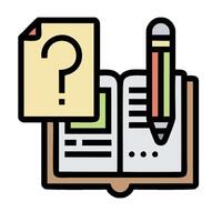 Question mark icon with book and pen illustration design vector