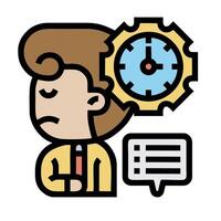 A man with a clock and a clock icon vector