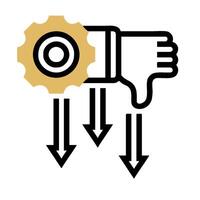 A hand holding a gear and pointing to the left vector