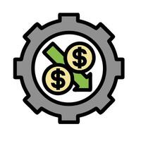 A gear with dollar signs on it vector