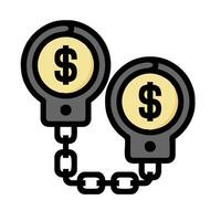 Two handcuffs with dollar signs on them vector