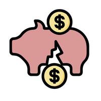 Piggy bank with dollar sign and broken coin icon vector
