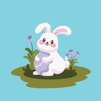 Easter day banner with cute rabbit and egg vector