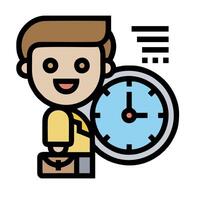 A cartoon man holding a clock and a pen vector