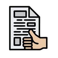 A hand holding a document with a thumb up vector