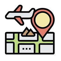 A plane and a map with a pin pointing to it vector