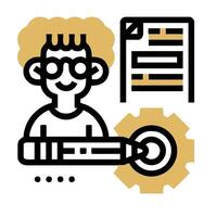 A man with glasses and a pen is holding a paper vector