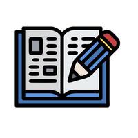 An open book with a pencil on top vector