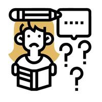 A girl is reading a book and has a pencil in her hand vector