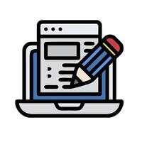 A computer with a pencil and a paper on it vector