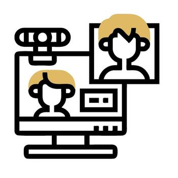 A computer screen with two people on it vector