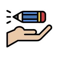 A hand holding a pencil and a pencil is coming out of it vector