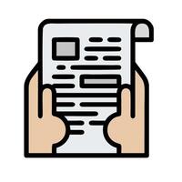 Hands holding a document icon on a white background vector