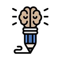 A pencil with a brain inside it vector