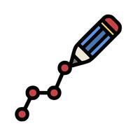 A pencil is drawing a line with dots on it vector