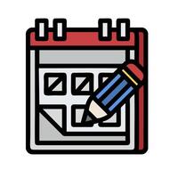Calendar icon with pencil and paper vector