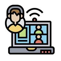 A person is using a laptop with a call vector