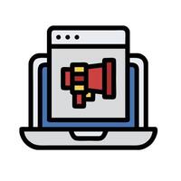 A laptop with a megaphone icon on it vector