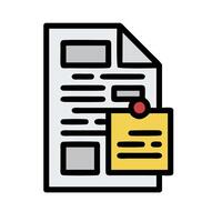 A document with a yellow sticky note on it vector