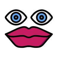 A cartoon face with two eyes and a pink lip vector