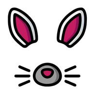 A cartoon bunny's face with ears and nose vector