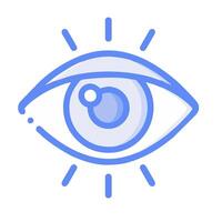 An eye icon with a blue outline vector