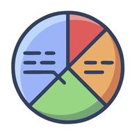 A pie chart icon with a circle and a line vector