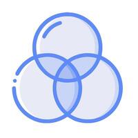 A blue and white venn diagram with three circles vector