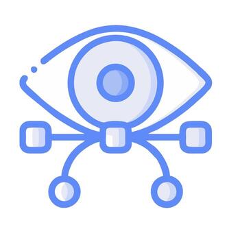 un ojo icono con un computadora y un computadora ratón vector