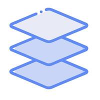 A blue and white icon of a stack of three cubes vector