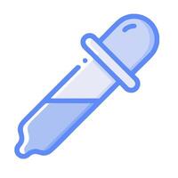 A blue and white drawing of a syringe vector