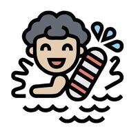 A cartoon man is floating in the water vector