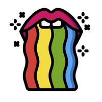 A rainbow colored tongue with a smile vector