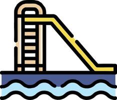A water slide with a yellow ladder vector